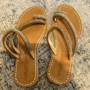 These sandals are like new worn only once. They can be dressy or casual.